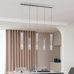 Lucande LED-Deckenleuchte Korvitha, 5-flammig, grau, Glas