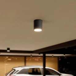 Lucande LED-Deckenleuchte Meret, rund, anthrazit, Metall