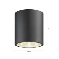 Lucande LED-Deckenleuchte Meret, rund, anthrazit, Metall