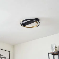 Lucande LED-Deckenleuchte Natsuma, schwarz/gold, Ø50 cm