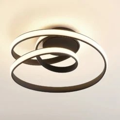 Lucande LED-Deckenleuchte Sakina, schwarz, Metall, Ø 48cm