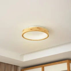 Lucande LED-Deckenleuchte Samvel, Ø 40 cm, Holz