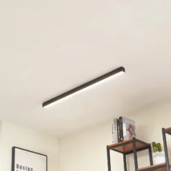 Lucande LED-Deckenleuchte Teniona, 101 cm, schwarz, Alu