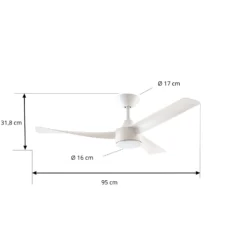 Lucande LED-Deckenventilator Airona, weiß, DC, leise, dim.