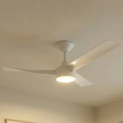 Lucande LED-Deckenventilator Airona, weiß, DC, leise, dim.