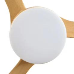 Lucande LED-Deckenventilator Airona, weiß/holz DC leise dim.