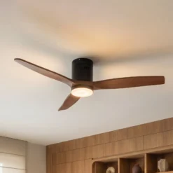Lucande LED-Deckenventilator Brinia, Ø 132 cm, Holz, CCT
