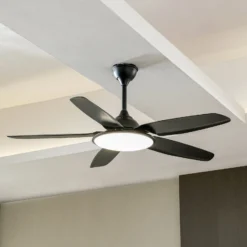 Lucande LED-Deckenventilator Divian, schwarz, DC, leise, CCT