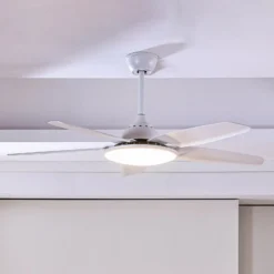 Lucande LED-Deckenventilator Divian, weiß, DC, leise, CCT