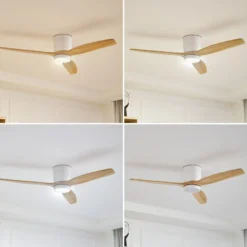 Lucande LED-Deckenventilator Faipari, Holz hell, DC, 132 cm