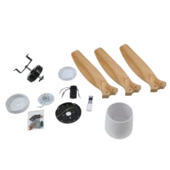 Lucande LED-Deckenventilator Faipari, Holz hell, DC, 132 cm
