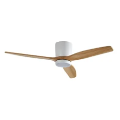 Lucande LED-Deckenventilator Faipari, Holz hell, DC, 132 cm