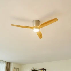Lucande LED-Deckenventilator Faipari, nickel, DC,leise,132cm