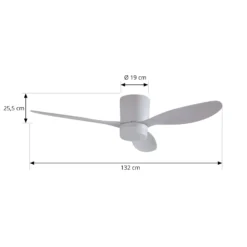 Lucande LED-Deckenventilator Kayu, weiß, DC, leise, Ø 132 cm