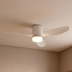 Lucande LED-Deckenventilator Kayu, weiß, DC, leise, Ø 132 cm