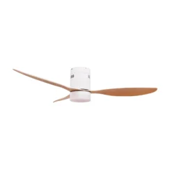 Lucande LED-Deckenventilator Kayu, weiß/holz, DC, 132 cm