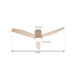 Lucande LED-Deckenventilator Sorin, beige, DC, leise, IP44