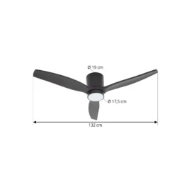 Lucande LED-Deckenventilator Sorin, schwarz, DC, leise, IP44