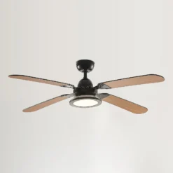 Lucande LED-Deckenventilator Tedric, schwarz, leise, 133 cm