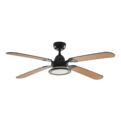 Lucande LED-Deckenventilator Tedric, schwarz, leise, 133 cm