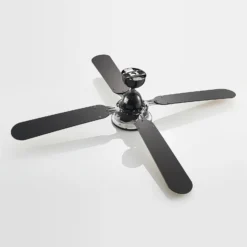 Lucande LED-Deckenventilator Tedric, schwarz, leise, 133 cm