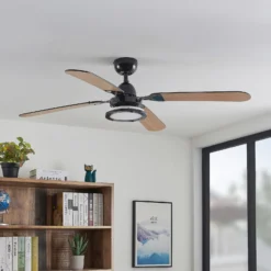 Lucande LED-Deckenventilator Tedric, schwarz, leise, 133 cm