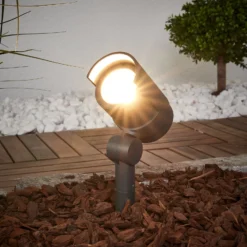 Lucande LED-Erdspießstrahler Beatrix, anthrazit, Alu, 45,7cm
