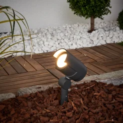 Lucande LED-Erdspießstrahler Beatrix, anthrazit, Alu, 45,7cm