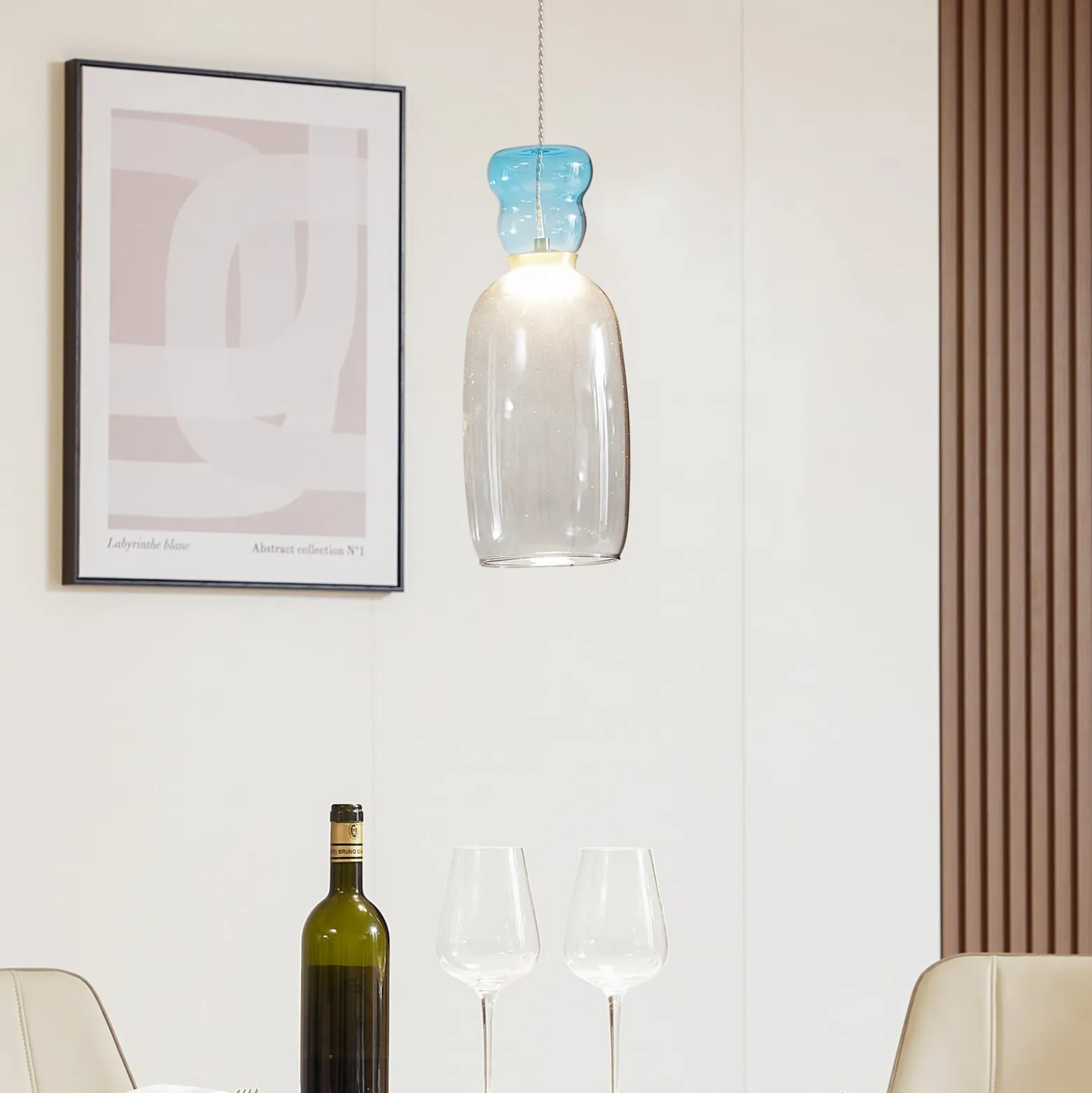 Lucande LED-Hängelampe Fay, hellgrau/hellblau, Glas, Ø 15 cm