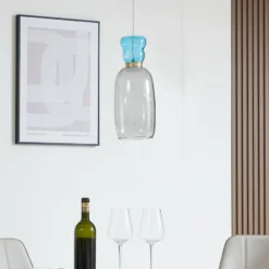 Lucande LED-Hängelampe Fay, hellgrau/hellblau, Glas, Ø 15 cm