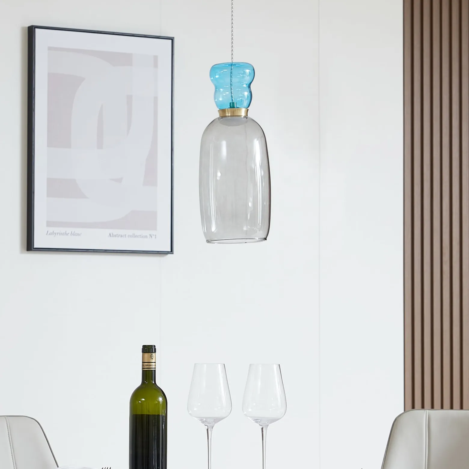 Lucande LED-Hängelampe Fay, hellgrau/hellblau, Glas, Ø 15 cm