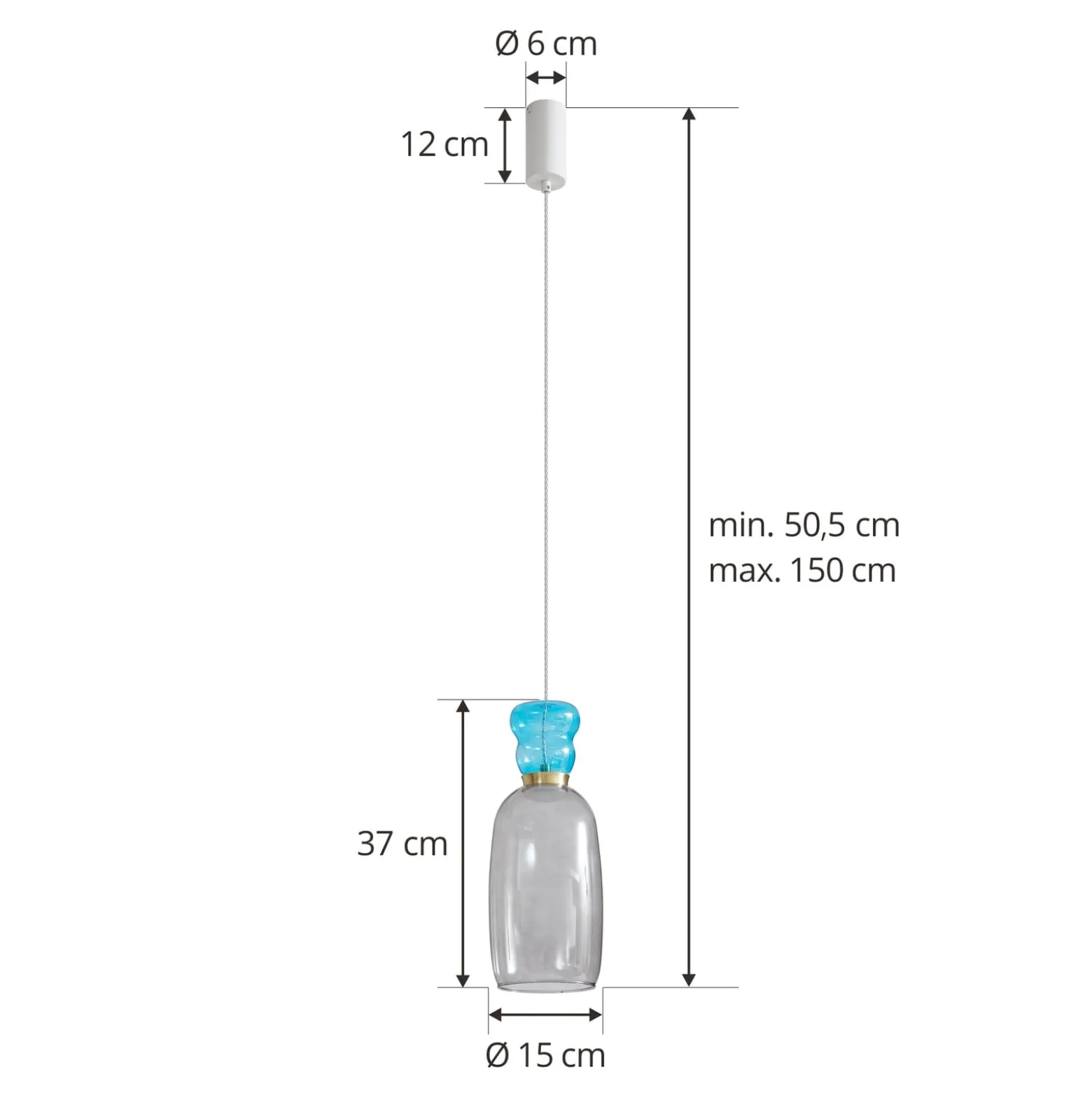 Lucande LED-Hängelampe Fay, hellgrau/hellblau, Glas, Ø 15 cm