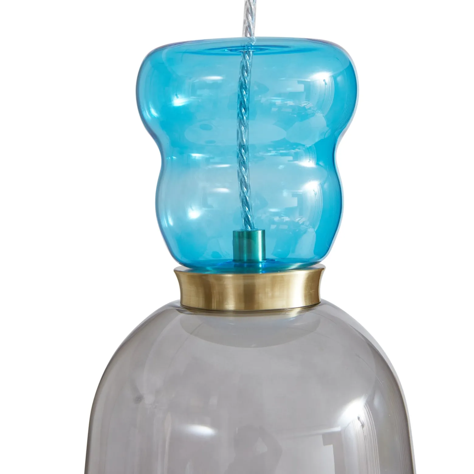 Lucande LED-Hängelampe Fay, hellgrau/hellblau, Glas, Ø 15 cm