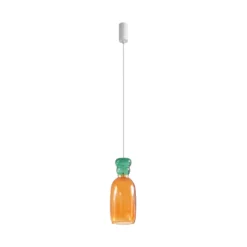 Lucande LED-Hängelampe Fay, orange/dunkelgrün, Glas, Ø 15 cm