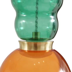 Lucande LED-Hängelampe Fay, orange/dunkelgrün, Glas, Ø 15 cm