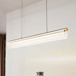Lucande LED-Hängeleuchte Alania, transparent, Metall, 86,5cm