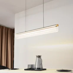 Lucande LED-Hängeleuchte Alania, transparent, Metall, 86,5cm