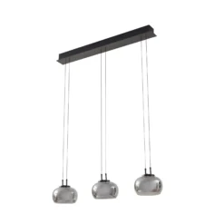 Lucande LED-Hängeleuchte Dain, 3-flammig, rauchgrau, Glas