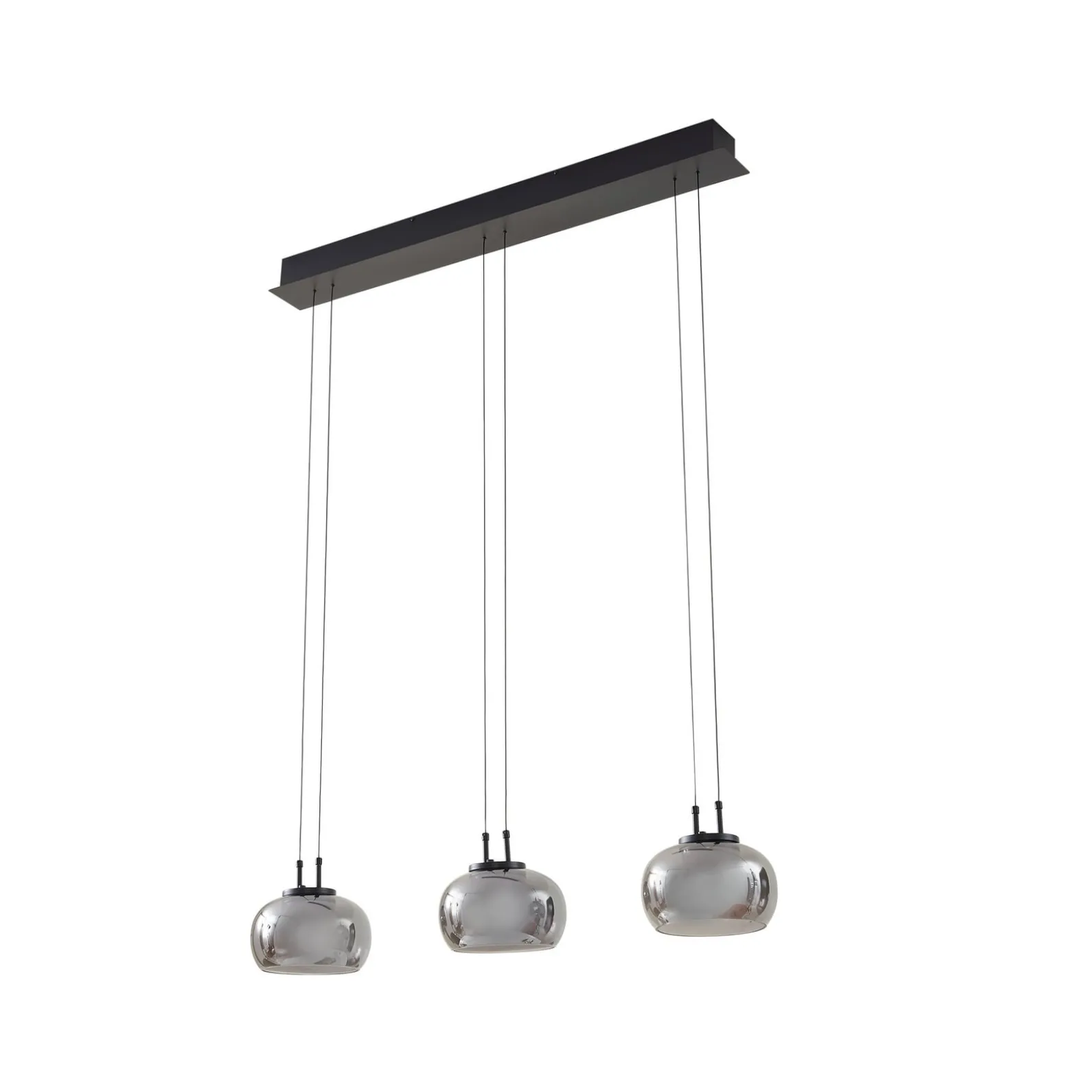 Lucande LED-Hängeleuchte Dain, 3-flammig, rauchgrau, Glas