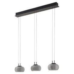Lucande LED-Hängeleuchte Dain, 3-flammig, rauchgrau, Glas