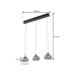 Lucande LED-Hängeleuchte Dain, 3-flammig, rauchgrau, Glas