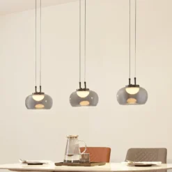 Lucande LED-Hängeleuchte Dain, 3-flammig, rauchgrau, Glas