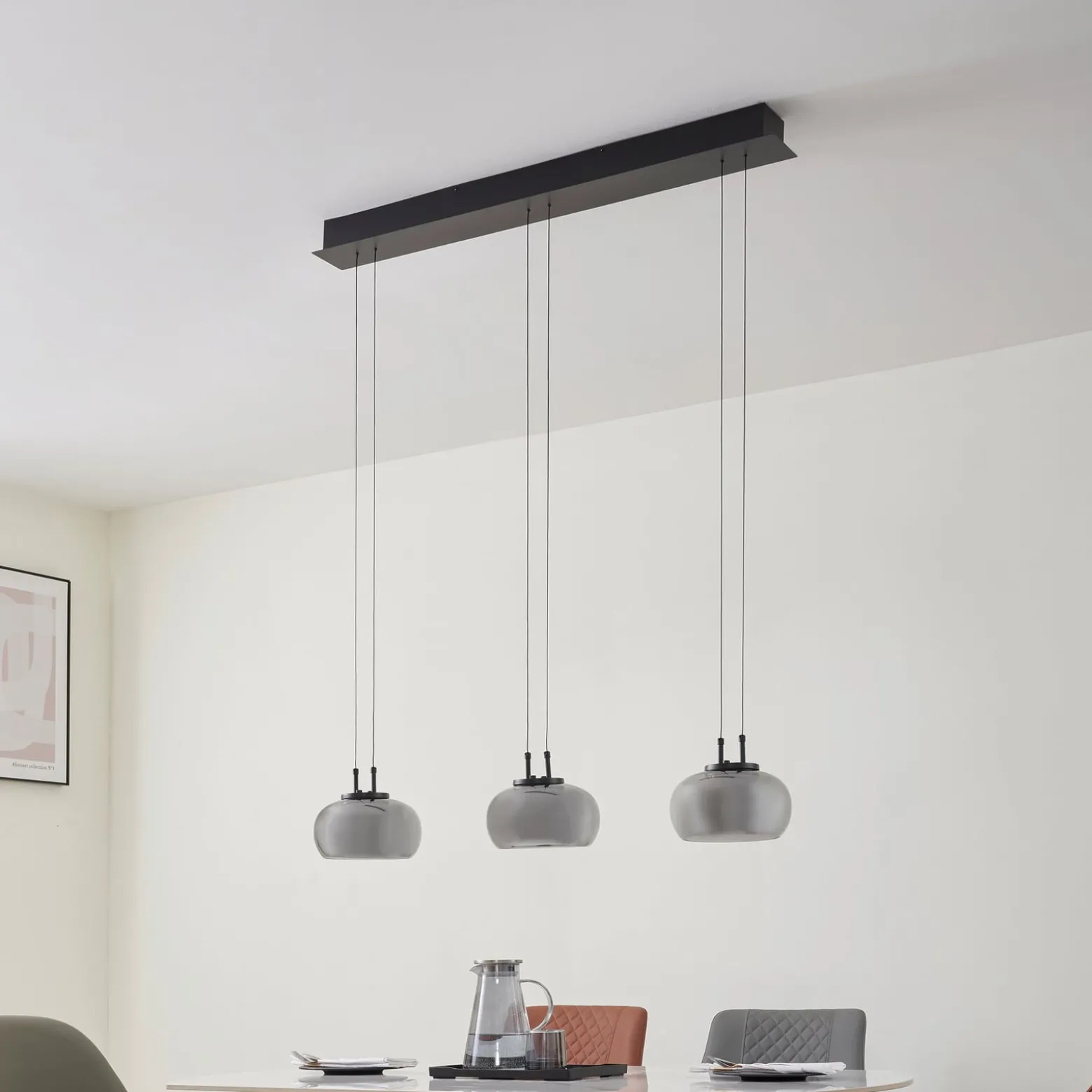 Lucande LED-Hängeleuchte Dain, 3-flammig, rauchgrau, Glas