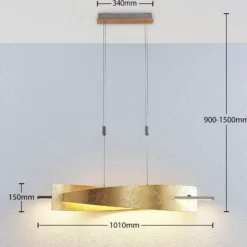 Lucande LED-Hängeleuchte Marija, 101 cm, goldfarben, dimmbar