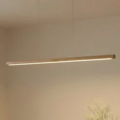 Lucande LED-Hängeleuchte Maruta, Holz, Balken, 120 cm, 3000K