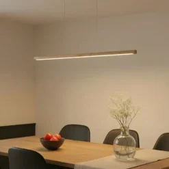 Lucande LED-Hängeleuchte Maruta, Holz, Balken, 120 cm, 3000K