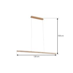 Lucande LED-Hängeleuchte Maruta, Holz, Balken, 120 cm, 3000K