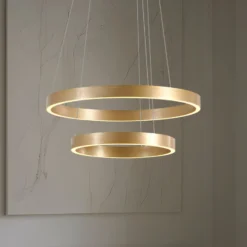 Lucande LED-Hängeleuchte Yonam, Ø 60 cm, 2-flg., gold, CCT
