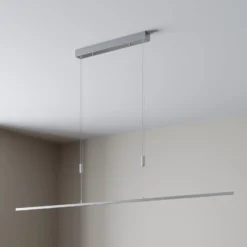 Lucande LED-Pendellampe Arnik, 180 cm, nickelfarben, dimmbar