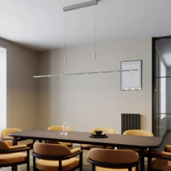 Lucande LED-Pendellampe Arnik, 180 cm, nickelfarben, dimmbar